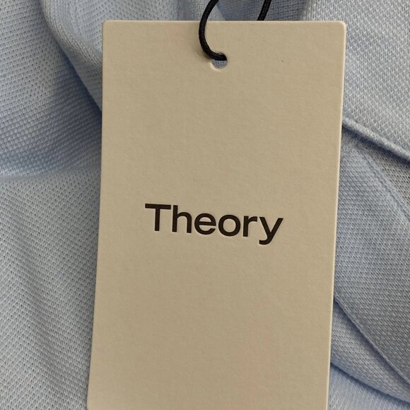 Theory Tailored Function Piqué Polo Shirt • Size M • Skylight Blue Short Sleeve - Picture 6 of 13